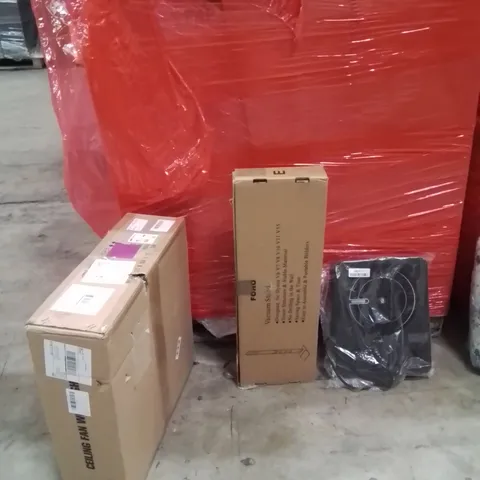 PALLET OF ASSORTED HOUSEHOLD GOODS AND PRODUCTS TO INCLUDE;INDUCTION HOB,VACUUM STAND,CEILING FAN WITH LIGHT