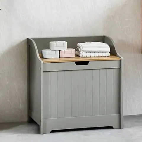 BOXED LASSIC BATH VIDA PRIANO LAUNDRY CHEST - GREY/OAK (1 BOX)