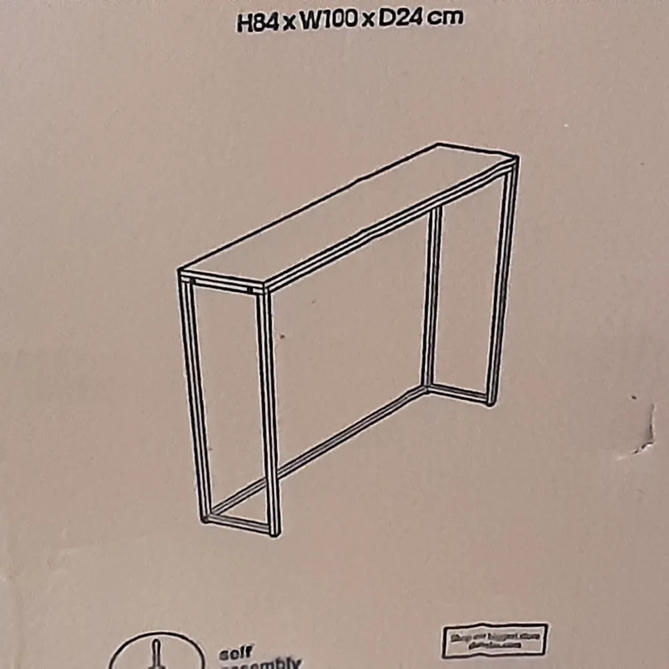 BOXED TRENT CONSOLE TABLE IN DARK MANGO WOOD , H84 X W100 X D24CM 