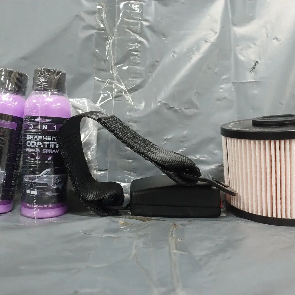 APPROXIMATELY 15 ASSORTED CAR ACCESSORIES ITEMS TO INCLUDE GRAPHENE COATING REPAIR SPRAY, BOSCH N2120 FUEL FILTER, ETC - COLLECTION ONLY