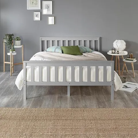 BOXED ASPIRE ATLANTIC WOOD BED FRAME - MEDIUM GREY // SIZE: 4' SMALL DOUBLE (1 BOX)
