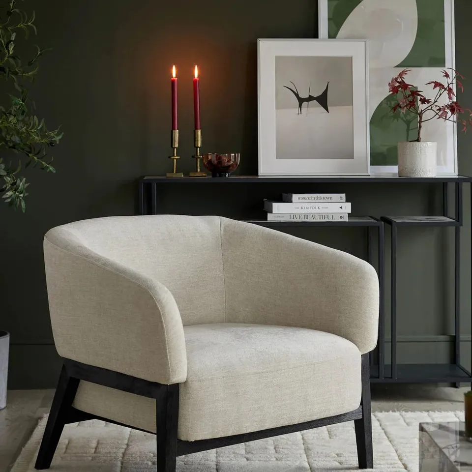BOXED DANETTI PARKER IVORY FABRIC ACCENT CHAIR