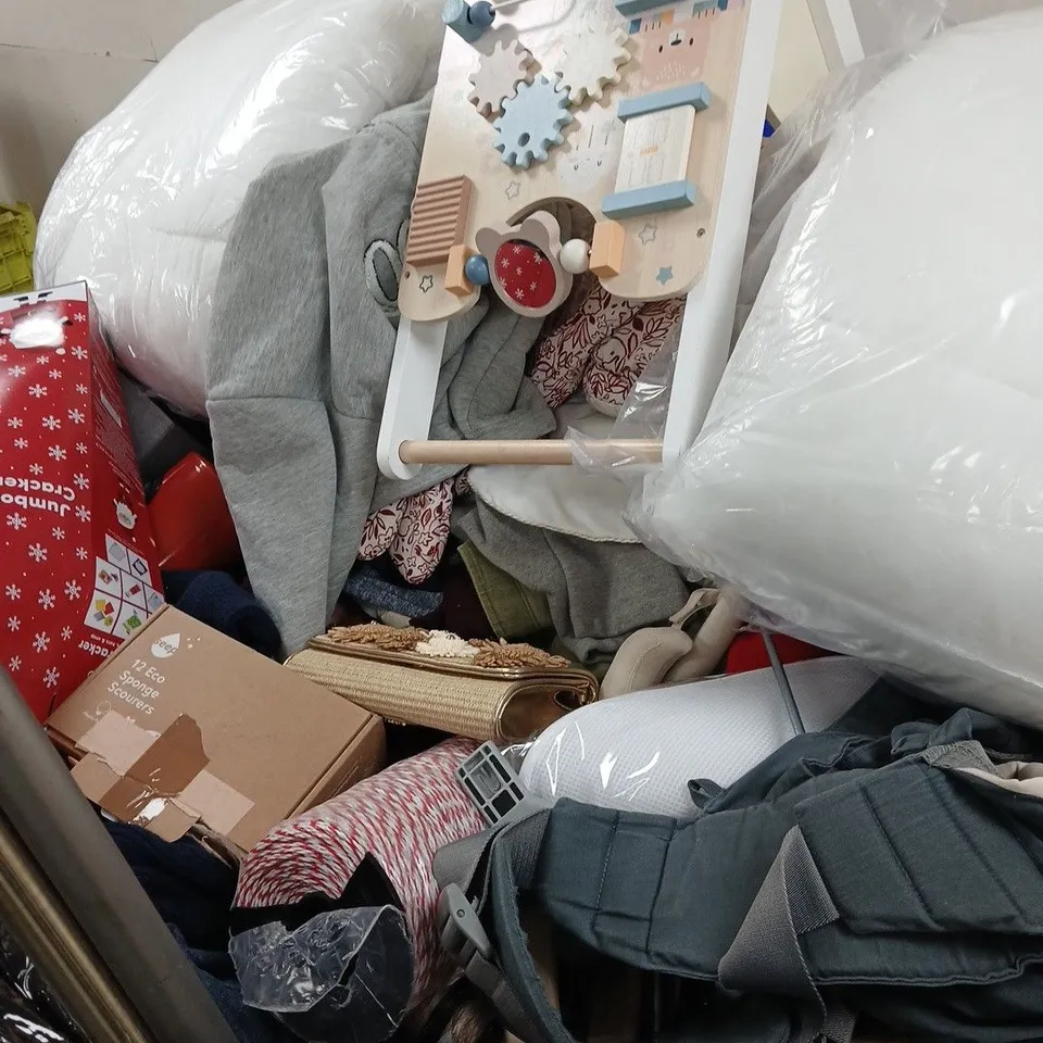 PALLET OF APPROXIMATELY 150 ASSORTED ITEMS TO INCLUDE BABY TOYS , CLOTHING ITEMS AND CHRISTMAS DECORATIONS - COLLECTION ONLY 