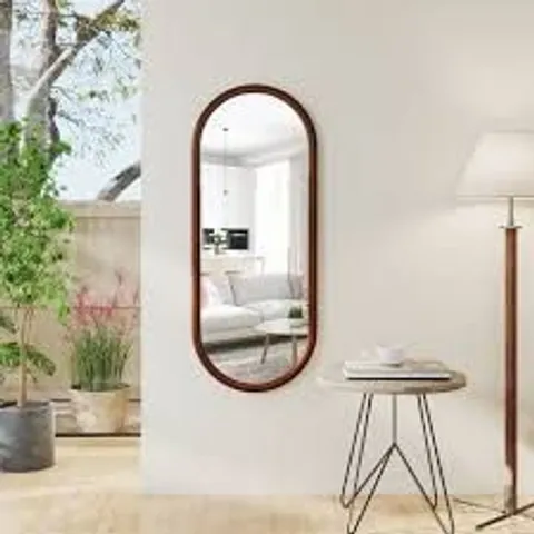BOXED HANGING MIRROR FULL LENGTH MIRROR WOOD FRAME WALL-MOUNTED MIRROR-WALNUT