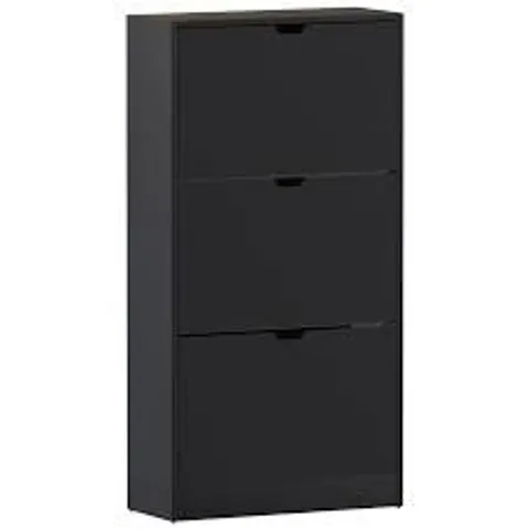 BOXED VIDA 3 DRAWER SHOE CABINET - BLACK (1 BOX)