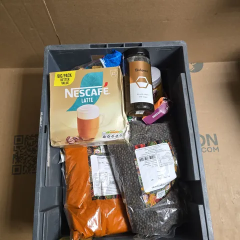 A TOTE OF MIX ITEMS TO INCLUDE BLACK SEED RAW HONEY AND SPICES