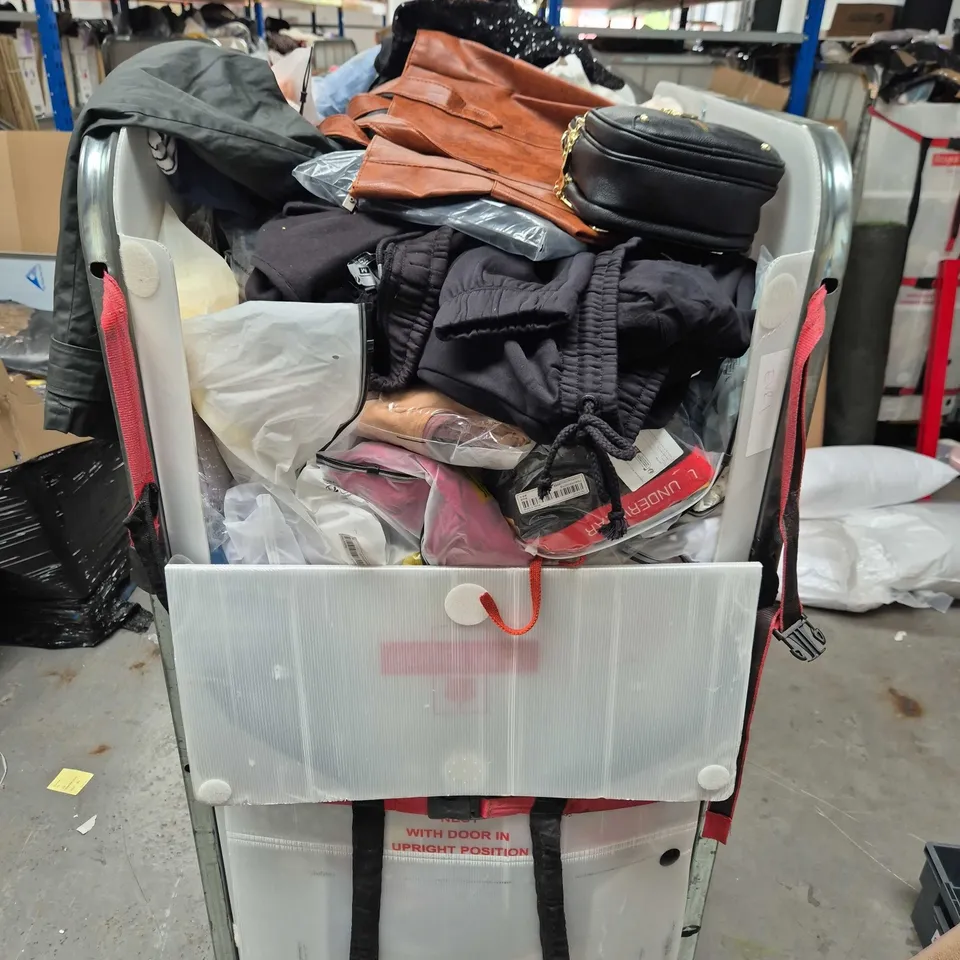 CAGE OF LARGE QUANTITY OF ASSORTED CLOTHING ITEMS IN VARIOUS SIZES, STYLES & COLOURS - COLLECTION ONLY