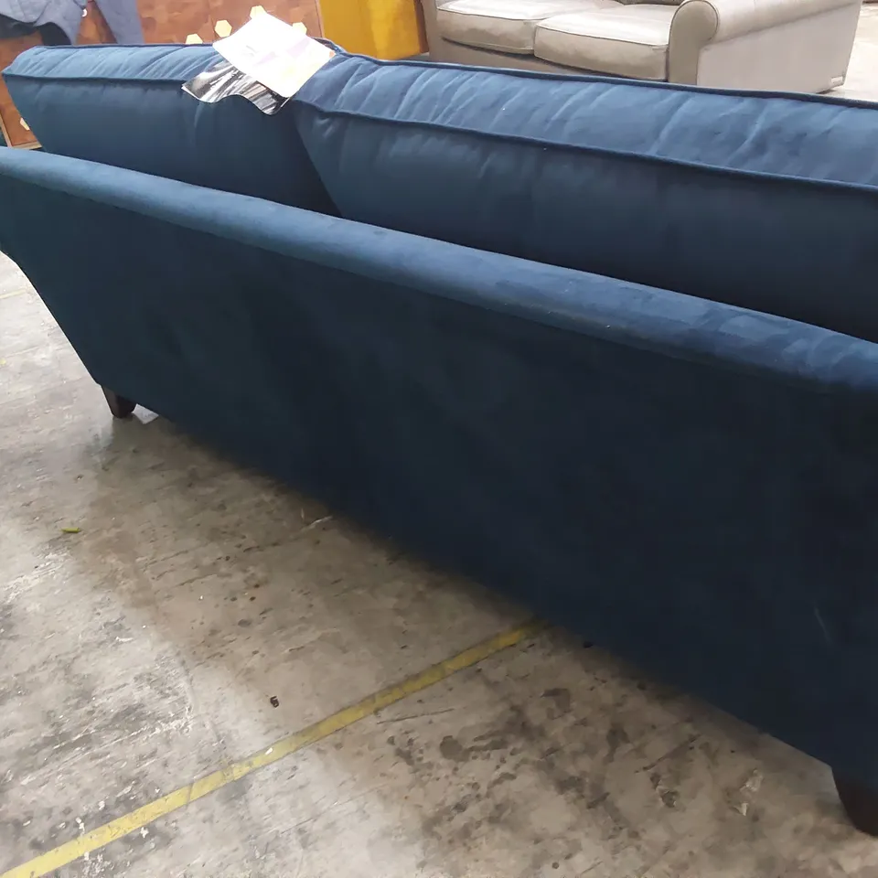 QUALITY BRITISH MADE LOUNGE Co FOUR SEATER SOFA BLUE PLUSH FABRIC 