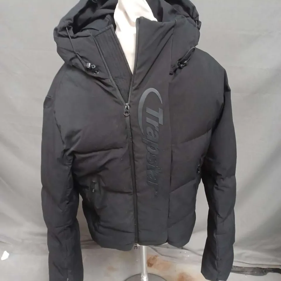 TRAPSTAR HOODED PUFFER JACKET IN BLACK SIZE S