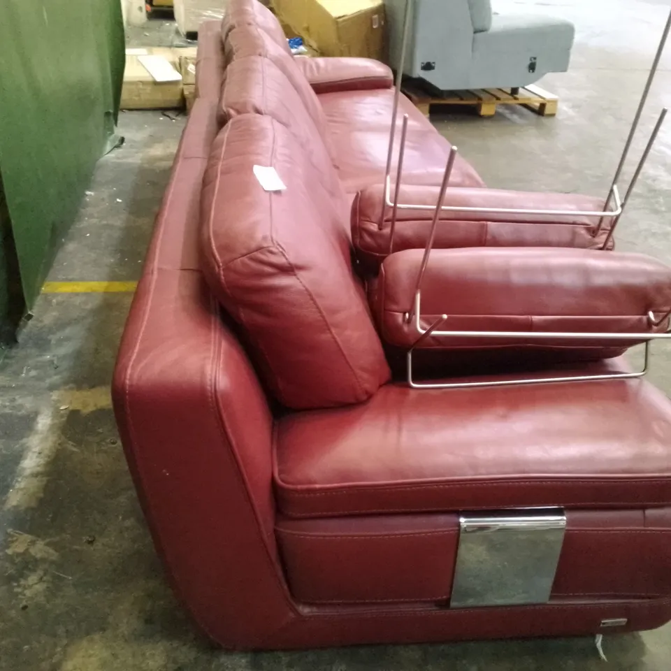 2PCS 4 SEATER SOFA  - RED LEATHER 
