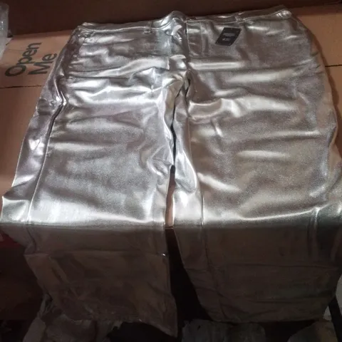 BOX CONTAINING APPROXIMATELY 5 BRAND NEW JD WILLIAMS SILVER PU STRAIGHT TROUSERS - SIZE 24