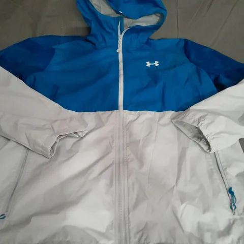 UNDER ARMOUR WIND BREAKER JACKET, BLUE/WHITE - SIZE M