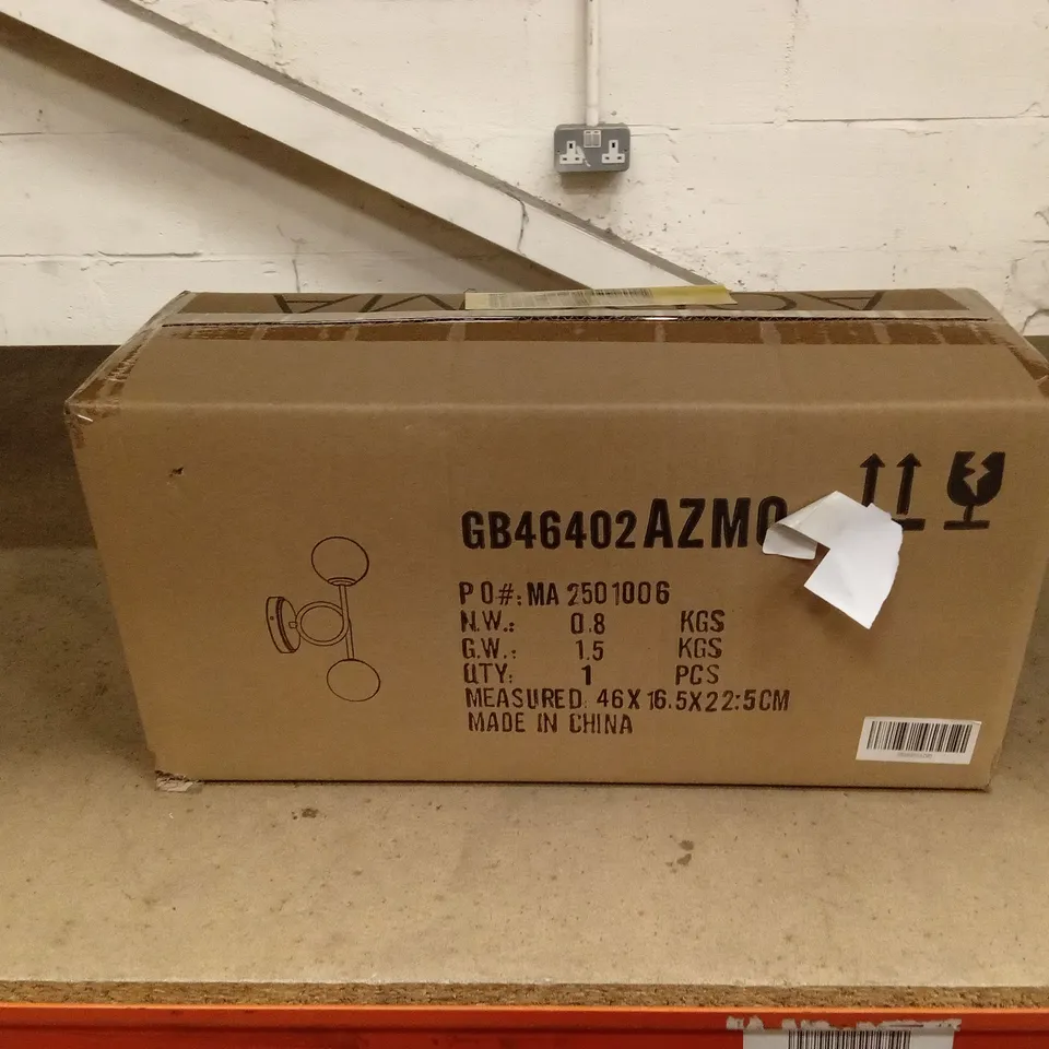 BOXED DOUBLE GLASS GLOBES WALL LIGHT
