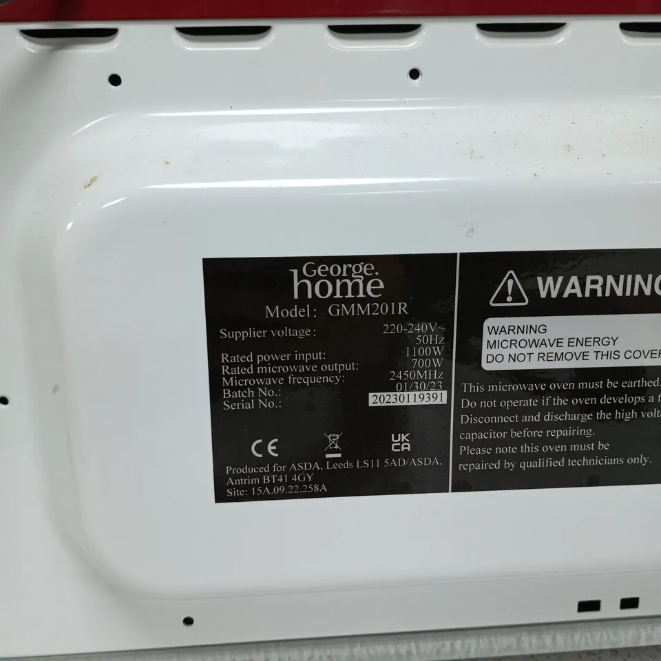 GEORGE HOME MICROWAVE OVEN GMM201R – RED