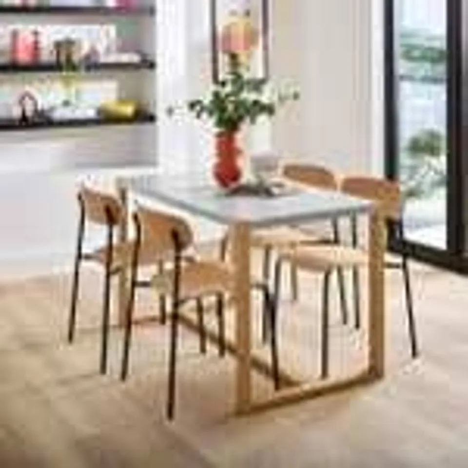 BOXED ARNIE RECTANGLE 4 SEATER DINING TABLE - STONE (1 BOX)