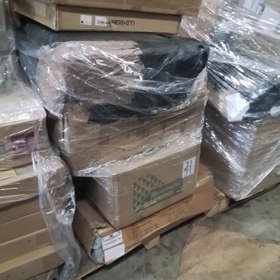 PALLET OF ASSORTED HOUSEHOLD GOODS AND PRODUCTS TO INCLUDE;SOFA,LAPTOP DESK,WALL CABINET 