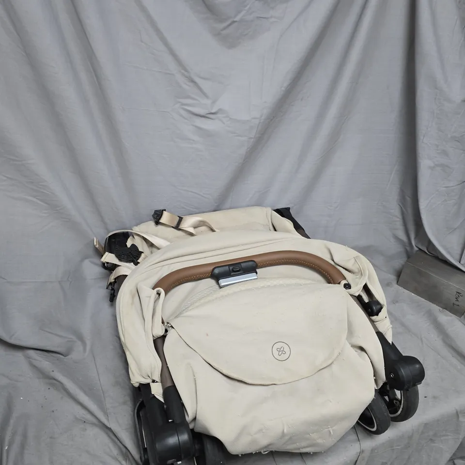 BEIGE FOLDABLE PUSHCHAIR (PRAM) – BABY STROLLER, FOLDED