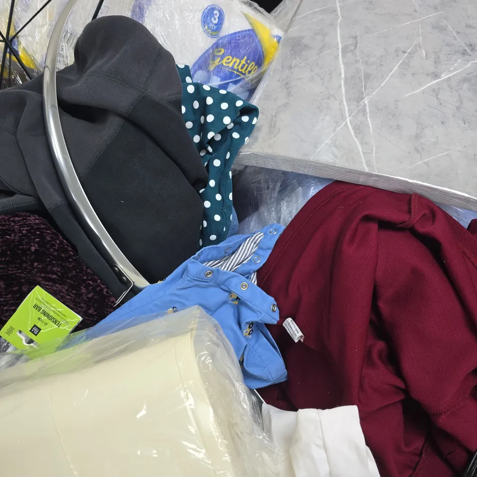 PALLET TO CONTAIN A LARGE ASSORTMENT OF HOUSEHOLD ITEMS TO INCLUDE TOILET ROLL, CLOTHING, ETC - COLLECTION ONLY