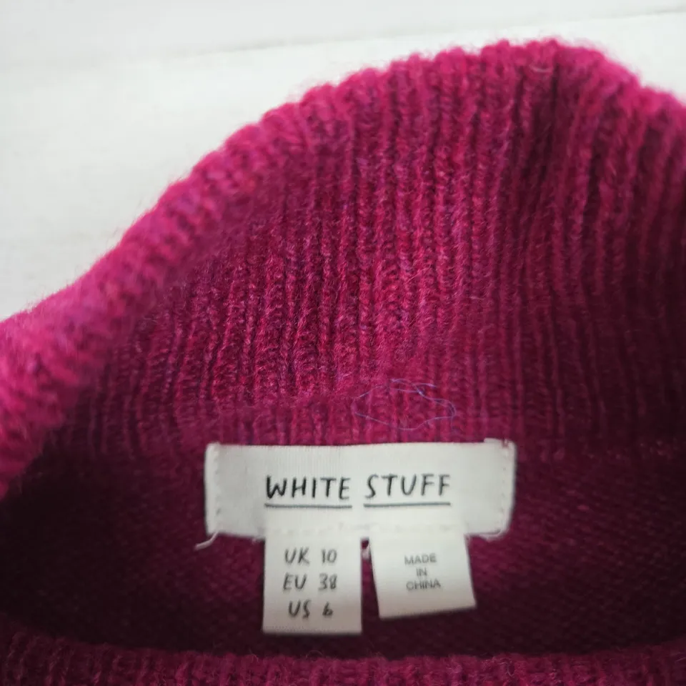 WHITE STUFF KNIT JUMPER – UK 10 (EU 38, US 6), MAGENTA WITH PATTERN