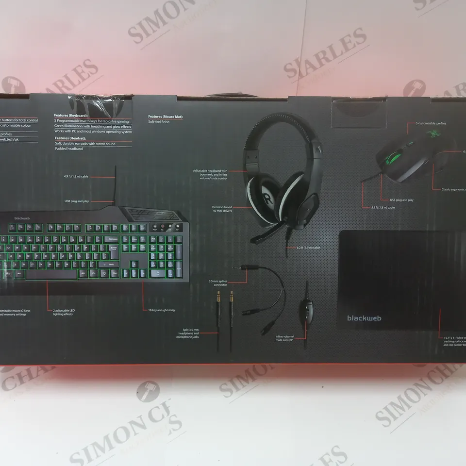 BLACKWEB 4 IN 1 GAMING KIT INCLUDING KEYBOARD, MOUSE AND HEADSET