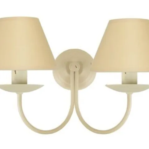 BOXED TOSEL BIRON 2 LIGHT WALL BRACKET LIGHT STEEL, CREAM SHADE 38H X 20W X 19D CM