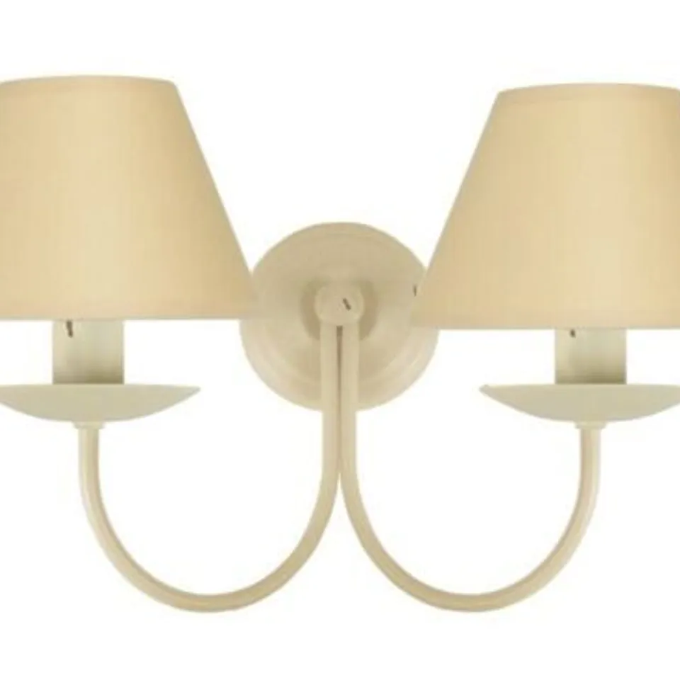 BOXED TOSEL BIRON 2 LIGHT WALL BRACKET LIGHT STEEL, CREAM SHADE 38H X 20W X 19D CM