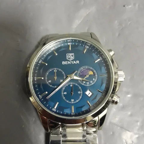 UNBOXED BENYAR STAINLESS STEEL BLUE FACED WATCH