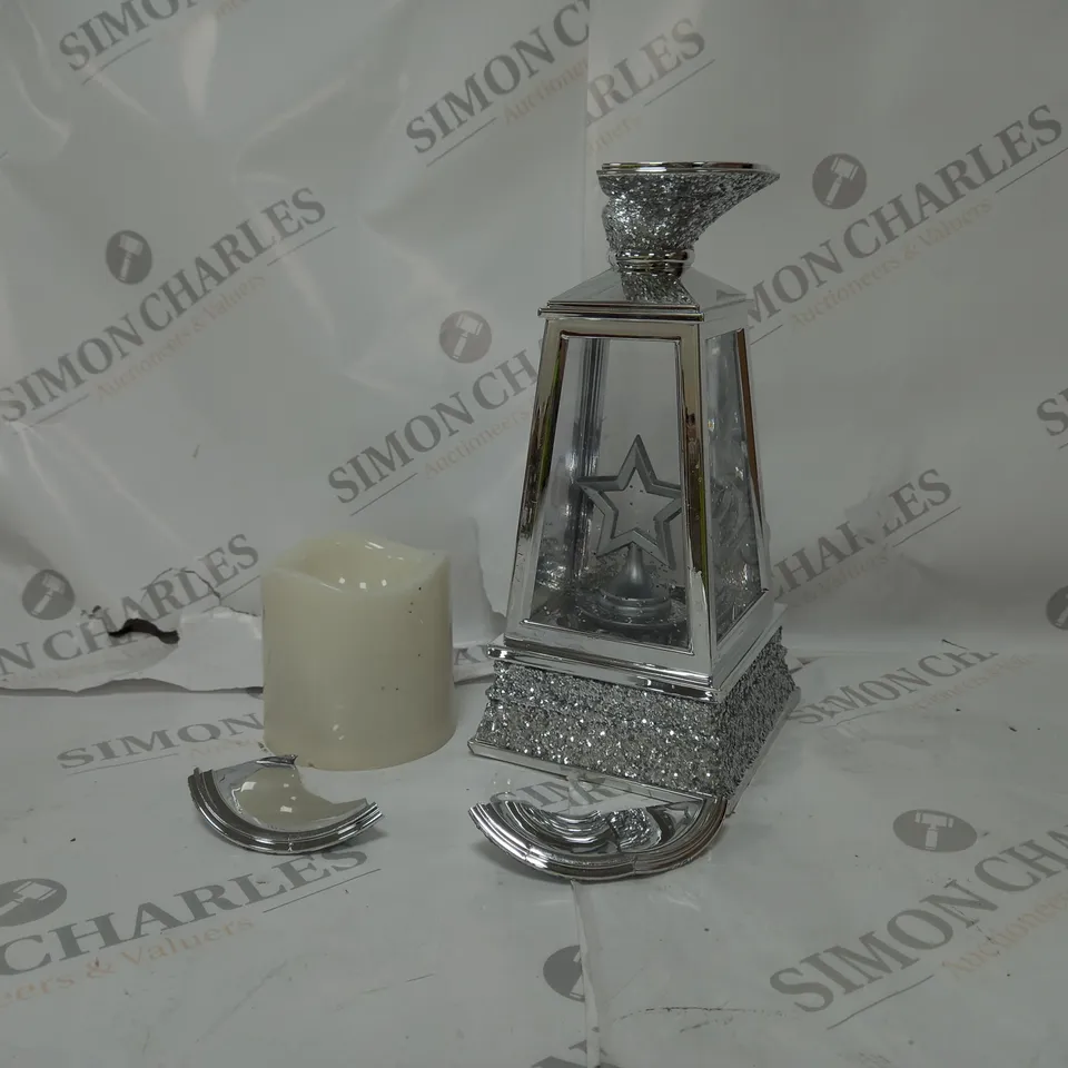 BOXED JM BY JULIEN MACDONALD FLAMELESS CANDLE HOLDER WITH SWIRLING GLITTER