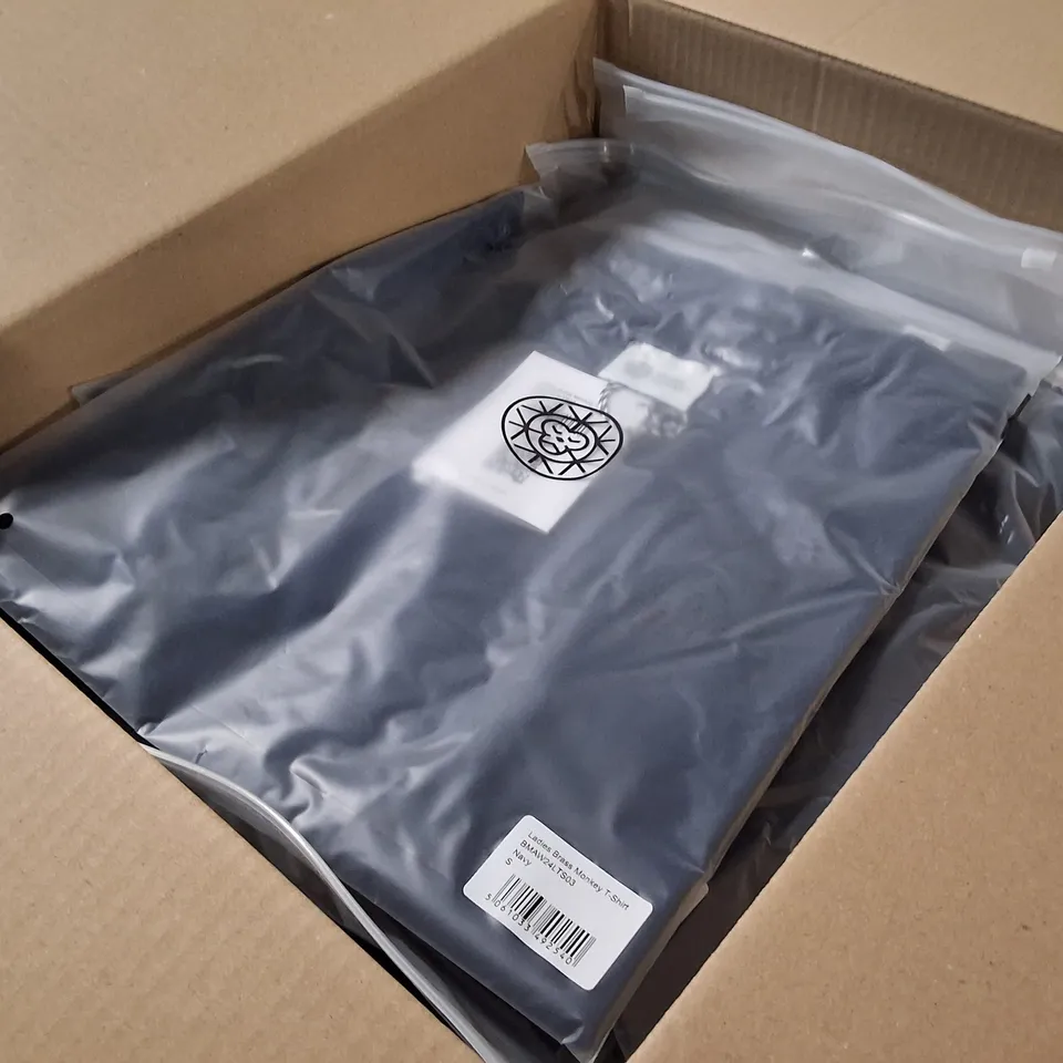 BOX CONTAINING APPROXIMATELY 16 BRASS MONKEY LADIES' T-SHIRT – NAVY, SIZE S