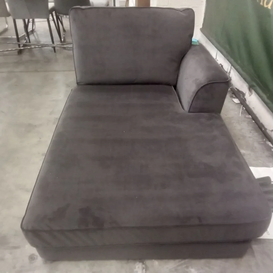 QUALITY DESIGNER RHF CHAISE SOFA SECTION - DARK GREY FABRIC 