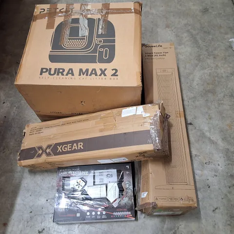 PALLET CONTAINING ASSORTED PRODUCTS INCLUDING SELF-CLEAING CAT LITTER BOX, CAMPING LOUNGE CHAIR, LASER TAG BATTLE PACK & SMART TOWER FAN