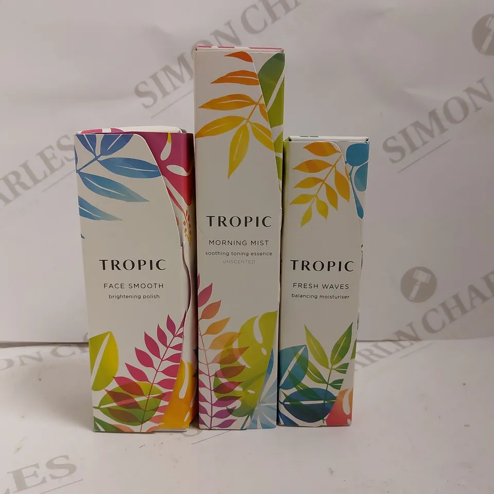 3 TROPIC ITEMS TO INCLUDE FACE SMOOTH, MORNING MIST AND FRESH WAVES