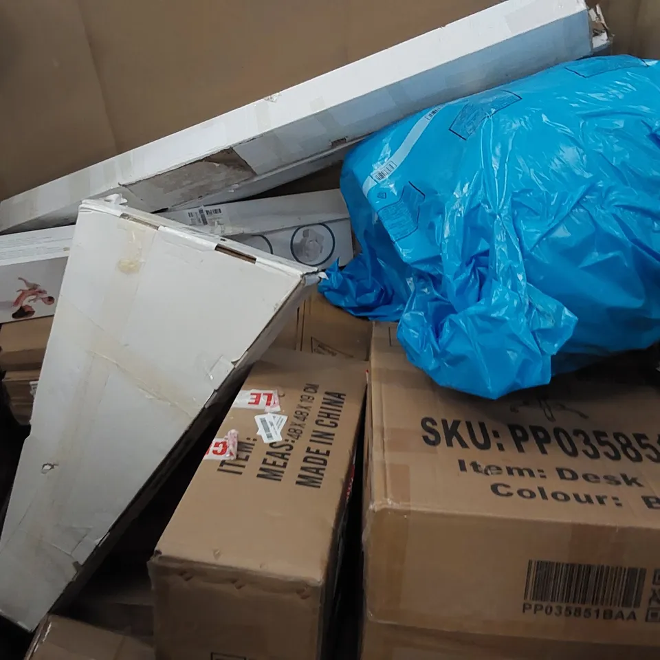 PALLET OF ASSORTED ITEMS INCLUDING: RICE COOKER, OFFICE CHAIR, RETRACTABLE SAFETY GATE, LED CEILING LIGHT, TOILET SEAT 