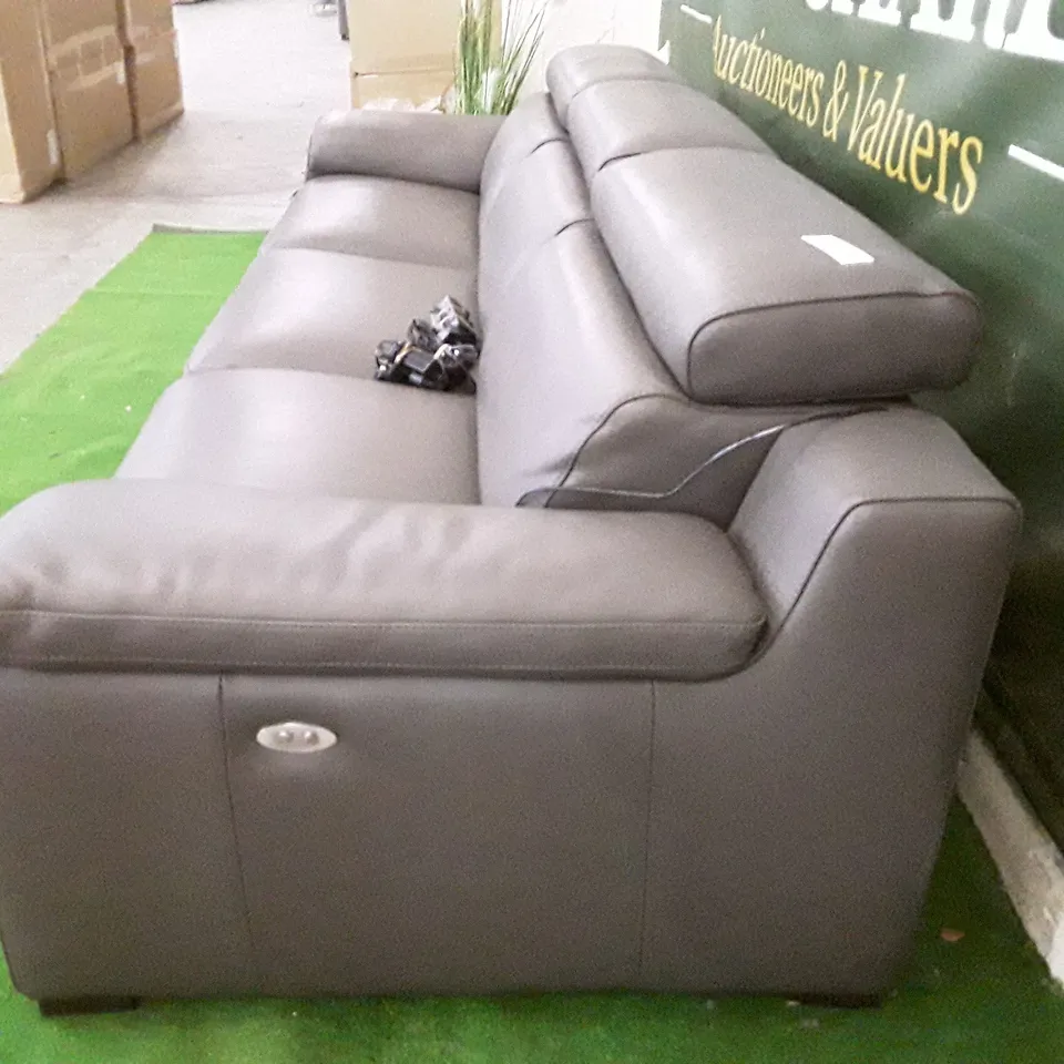 QUALITY ITALIAN DESIGNER RICCARDO 3 SEATER ELECTRIC RECLINER SOFA - MUD LEATHER