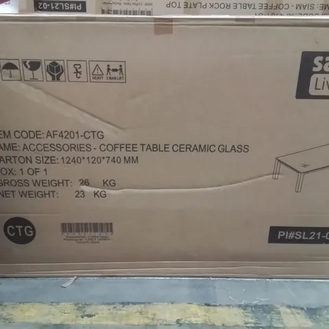 BOXED RECTANGULAR COFFEE TABLE WITH CERAMIC GLASS
