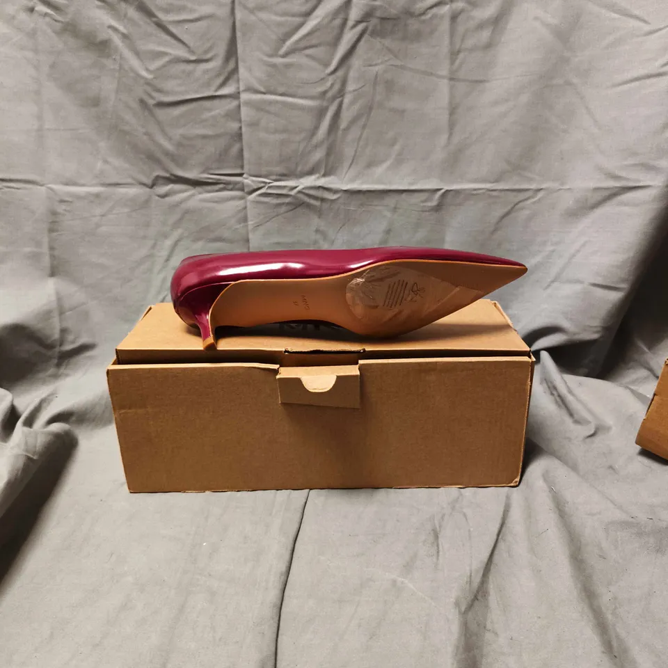 BOXED PAIR OF Mango Burgundy Patent Leather HEELS - SIZE 37