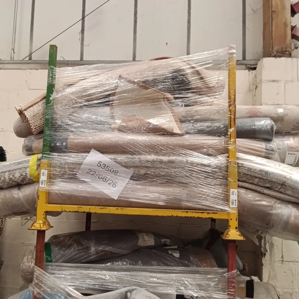 STILLAGE TO CONTAIN APPROXIMATELY 15X DESIGNER AREA RUGS