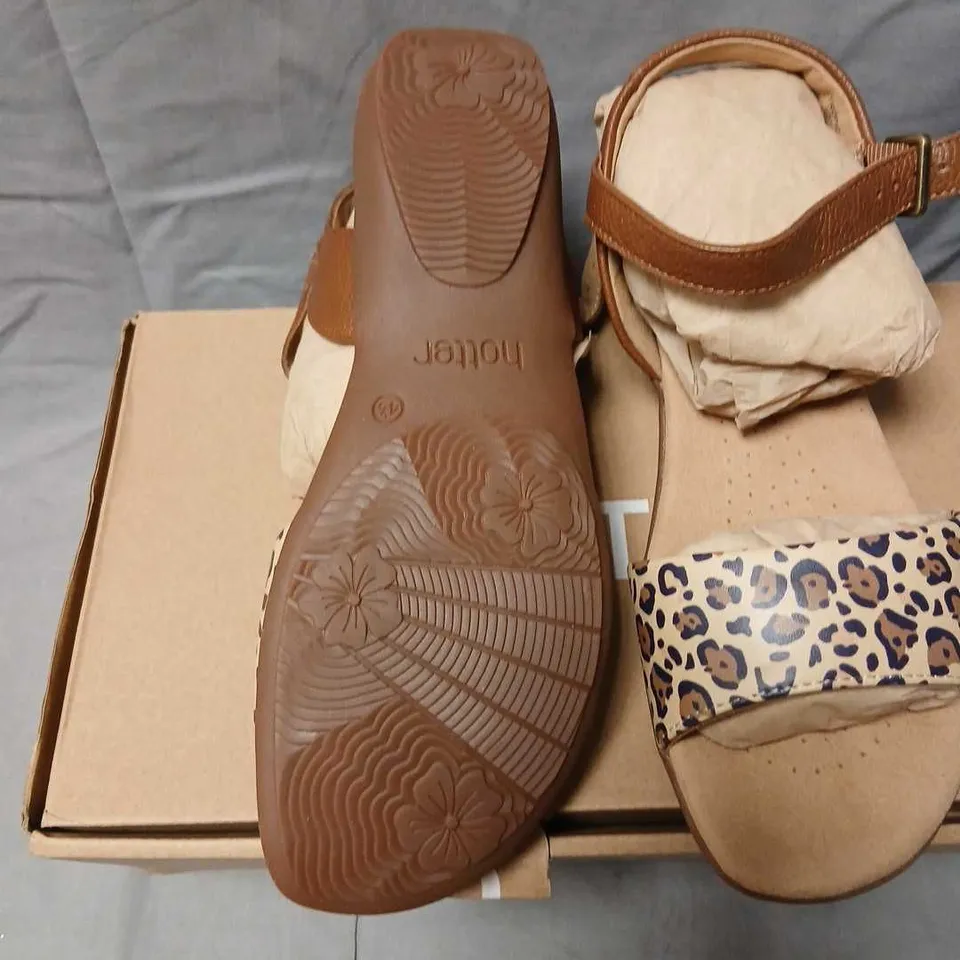 HOTTER WOMEN'S LEOPARD LEATHER SANDALS – UK 4 1/2 (US 6 1/2, EU 37 1/2)
