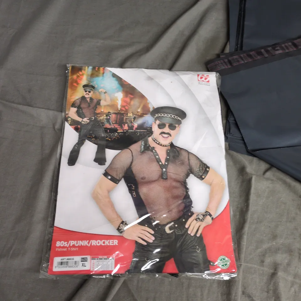 BOX OF APPROXIMATELY 20 ASSORTED CLOTHING ITEMS TO INCLUDE: 80S PUNK ROCKER OUTFIT