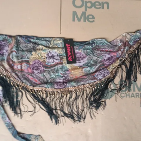ROMWE PAISLEY PRINT FRINGE SKIRT IN MULTICOLOUR SIZE SMALL