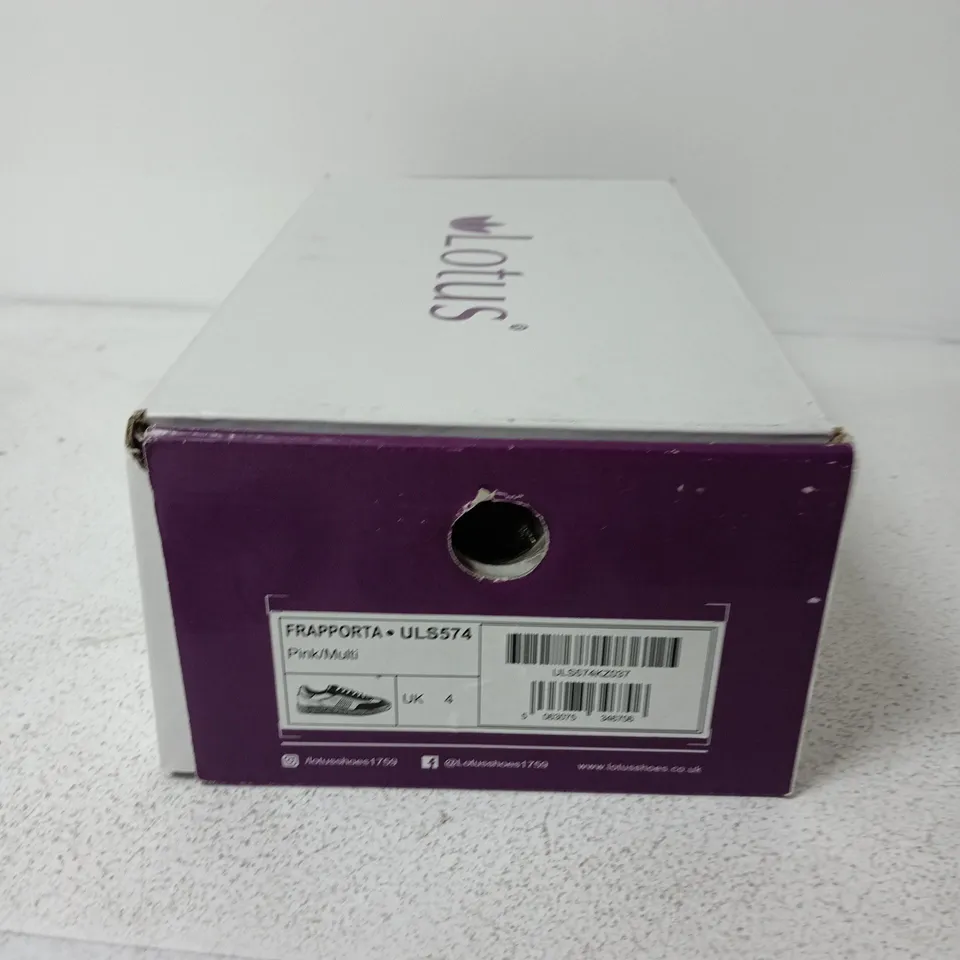 LOTUS WOMEN'S SNEAKERS – PINK & WHITE, GUM SOLE, UK4 (BOXED)