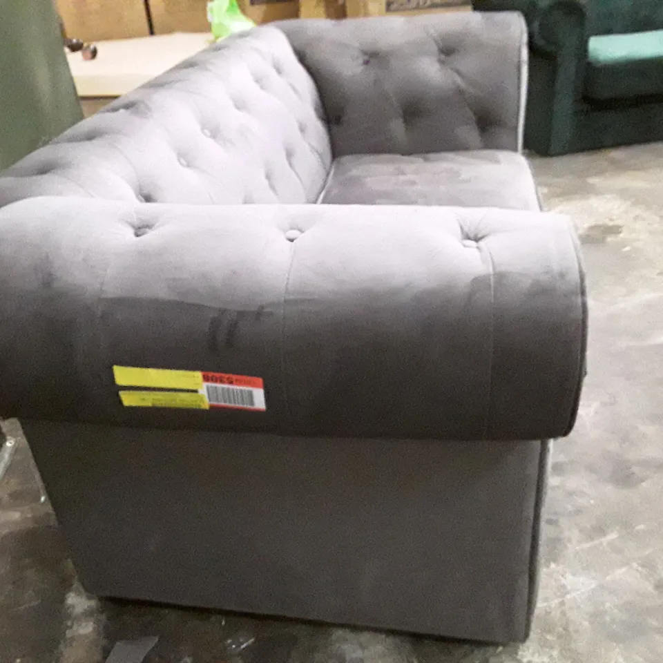 QUALITY DESIGNER AARON 2 SEATER SOFA - CHARCOAL VELVET FABRIC 