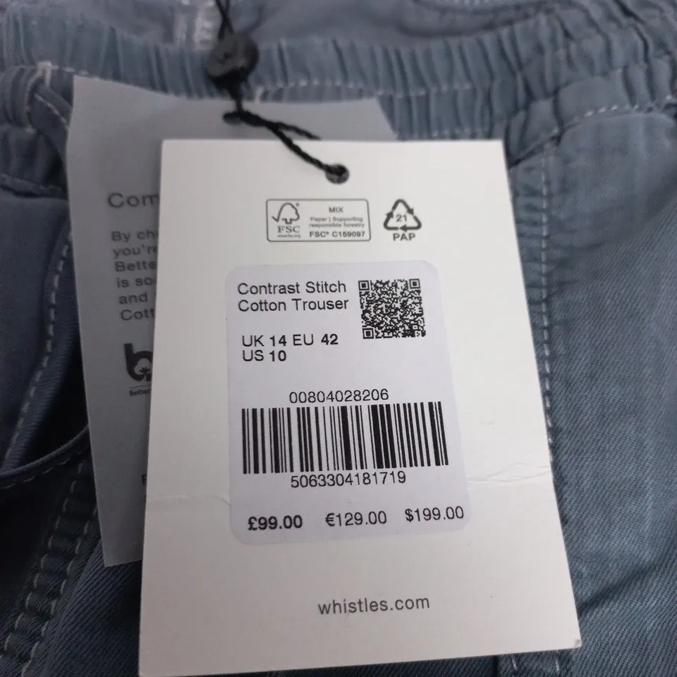 WHISTLES COTTON TROUSERS – UK 14 (EU 42) – DESIGNED IN LONDON
