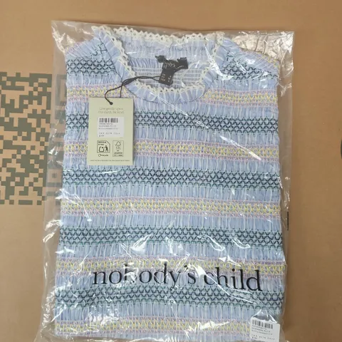 bagged nobody's child ronda shirred top in blue size uk 8