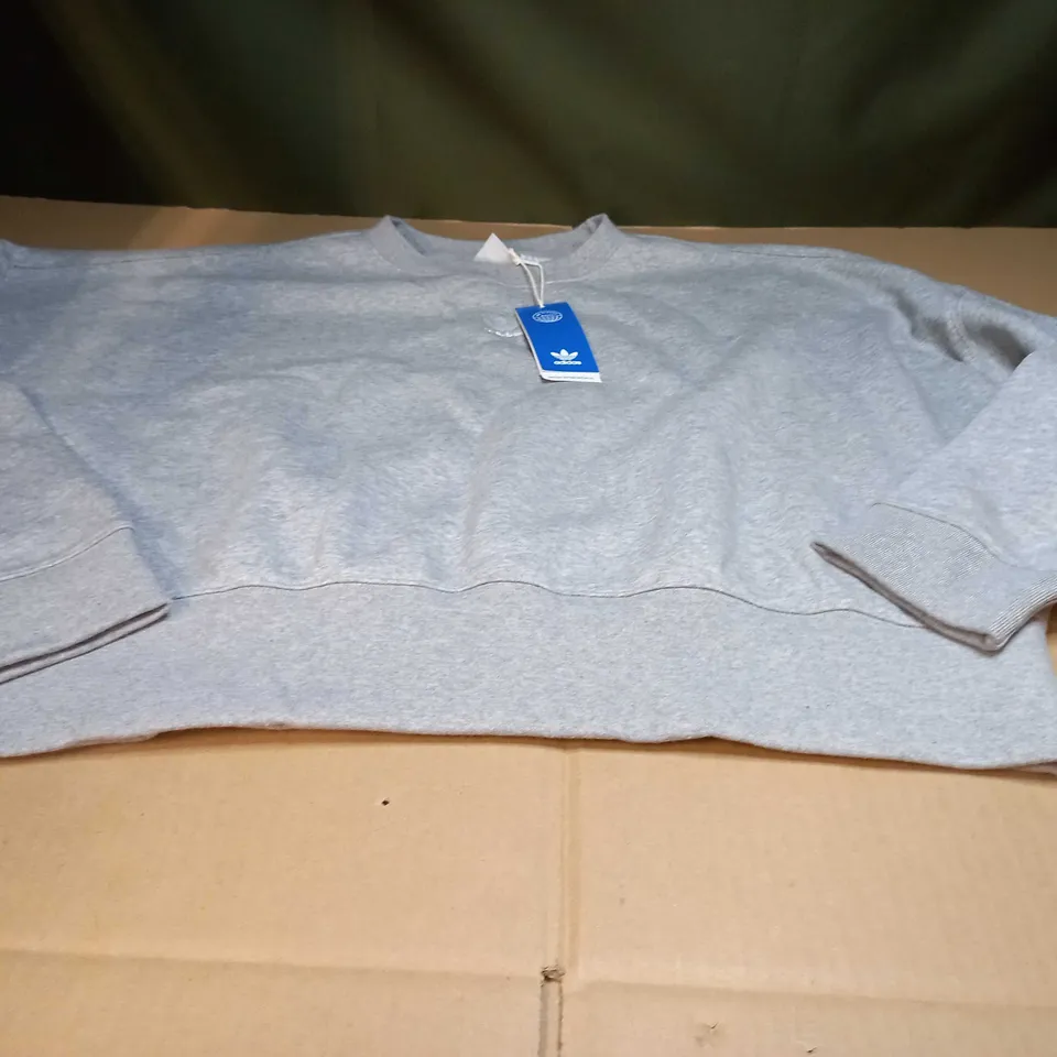 ADIDAS GREY MARL/LOGO SWEATER - SIZE 10