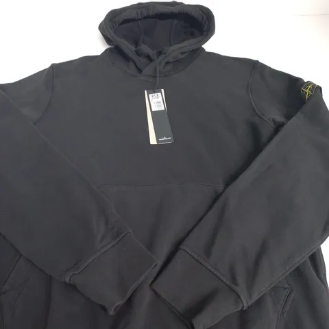 STONE ISLAND BLACK HOODIE - LARGE 