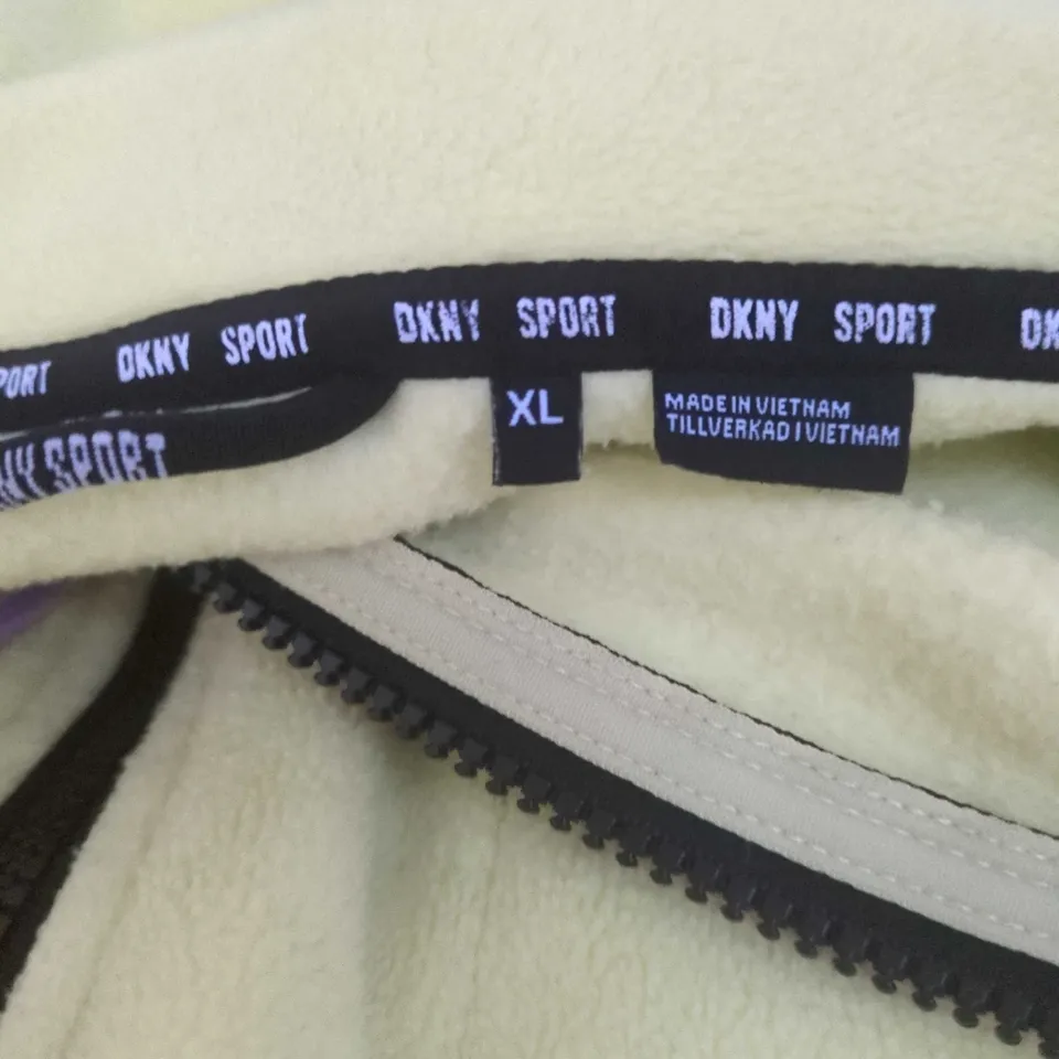 DKNY SPORT FLEECE JACKET – NEON YELLOW/BLACK, SIZE XL