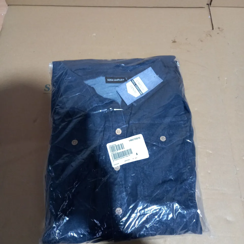 NINA LEONARD STRETCH DENIM INDIGO JACKET - 2XL