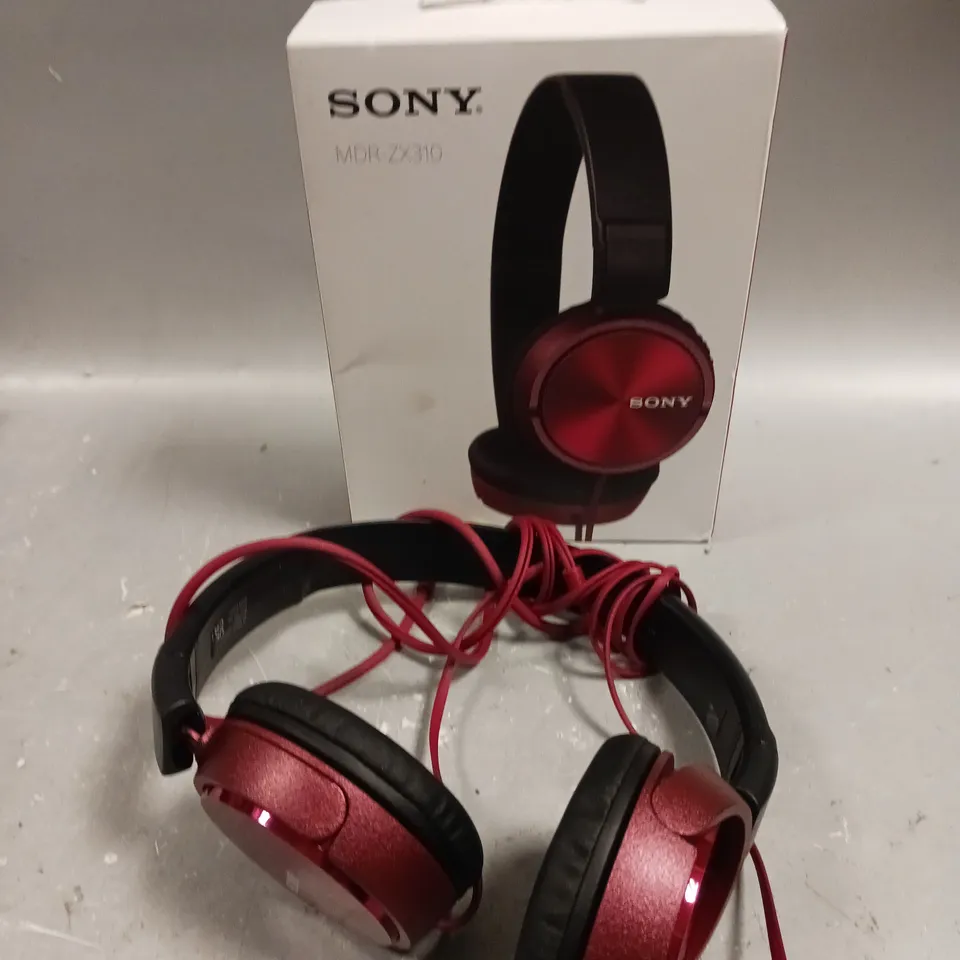 BOXED SONY MDR-ZX310 WIRED HEADPHONES IN RED