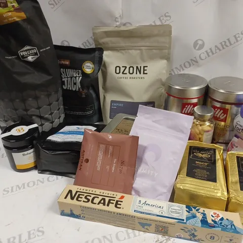 LOT OF APPROXMATELY 12 ITEMS TO INCLUDE VOLCANO DECAF BEANS (1kg), ILLY INTENSO BOLD ROAST (250g), BLACK MOUNTAIN ROAST GUATEMALA, ETC